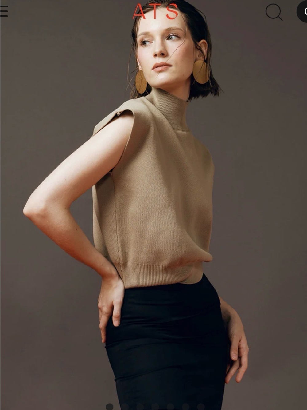 La Femme TAUPE ESSENTIAL KNITTED TURTLE NECK size S NWT
